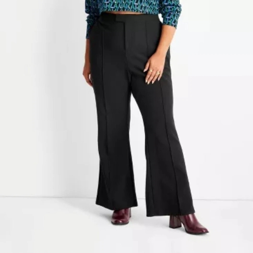 Future Collective Mid Rise Flare Trousers NWT Kahlana Barfield Black